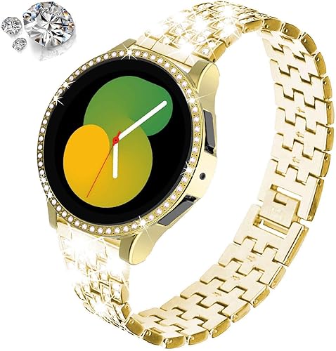 Miniatura 2 de Correas compatibles con Samsung Galaxy Watch 455 Pro, correa de metal con diamantes de imitación de 0.787 pulgadas con funda protectora de repuesto