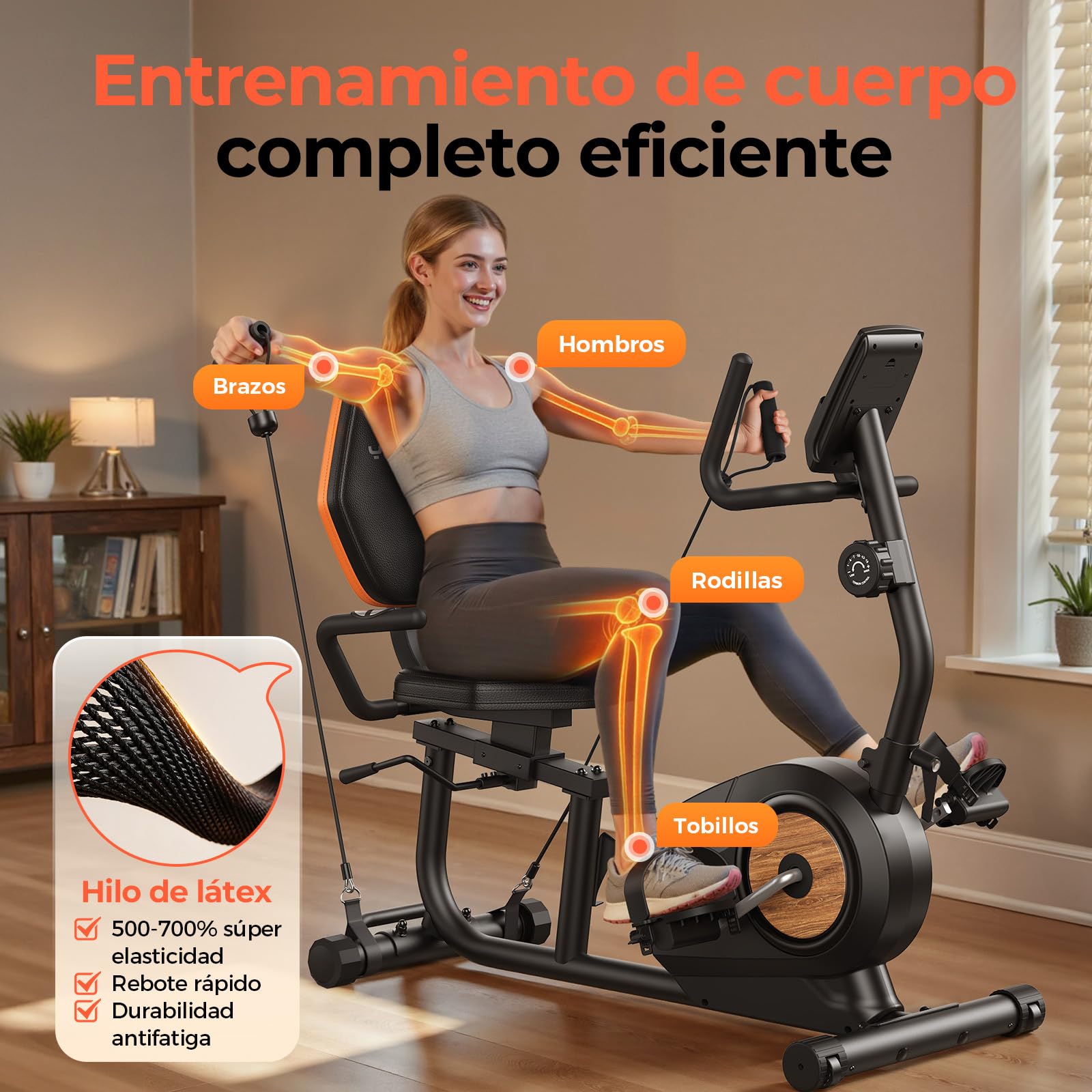 YOSUDA Bicicleta Estática Reclinada Doméstica – 16 Niveles Resistencia Magnética, Silenciosa, Asiento Ajustable, Montaje Fácil, Pantalla LCD, Sensores Pulso, Hasta 160kg, Bici estatica con respaldo