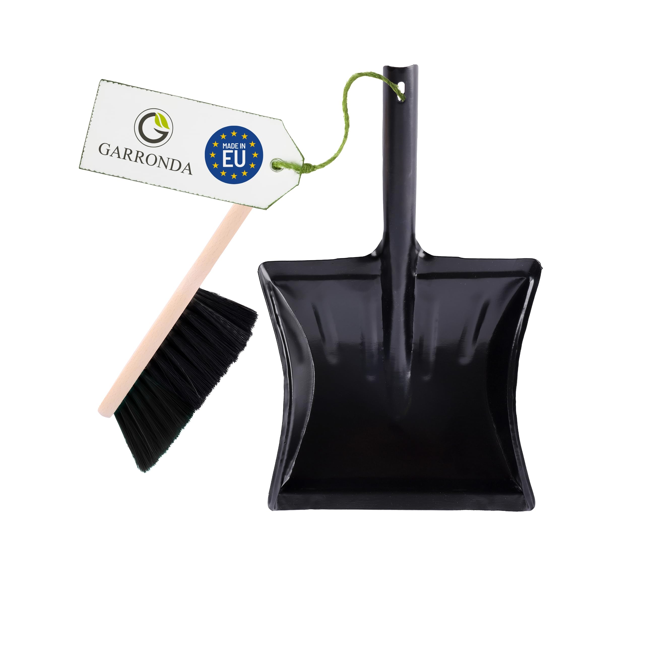 Set Scopa E Paletta In Metallo Per Pulizie Domestiche, Balcone E Giardino – Manico Lungo, Antideformazione, Ideale Anche Per Camino E Cenere, Nero + Rosso
