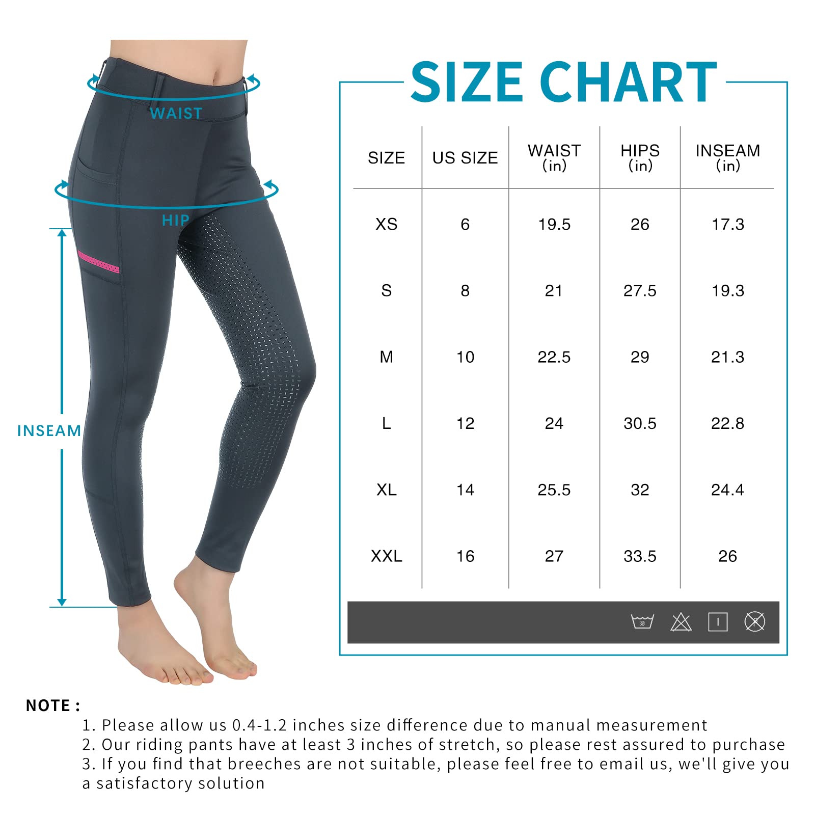 Pantaloni da equitazione per ragazze equestri Pantaloni da equitazione in silicone Pantaloni da equitazione per bambini con tasche