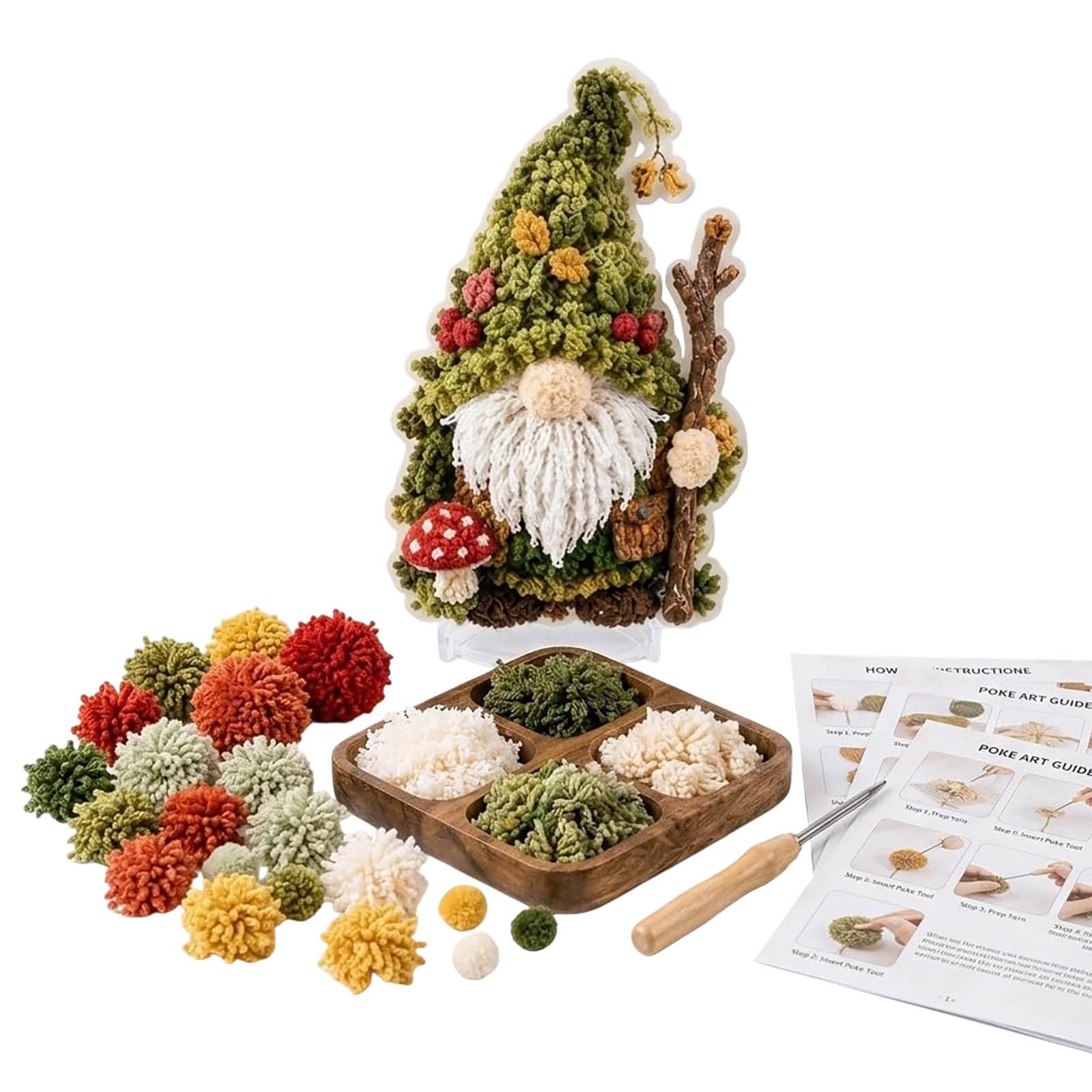 Gnome 3D Fabric Poke Art Kit, Christmas DIY Poke Art Craft Kit for Adult Beginner Handmade Faith Gifts