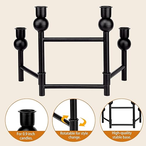 Miniatura 5 de Candelabros cónicos plegables Portavelas moderno de hierro negro Candelabro como decoración de centro de mesa para velas cónicas