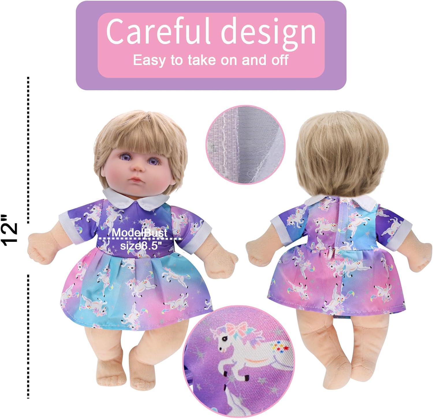 Alive-Baby Doll Clothes and Accessories - 6 Sets for 12 Inch Dolls - Dress, Pajamas, Lovely Outfits for Christmas, Birthday
