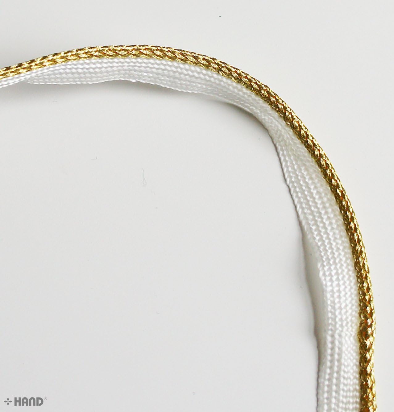 HAND White or Black with Gold Edge Sew in Pipe Trim - 10mm Wide x appx 9meters (BRT06 White)