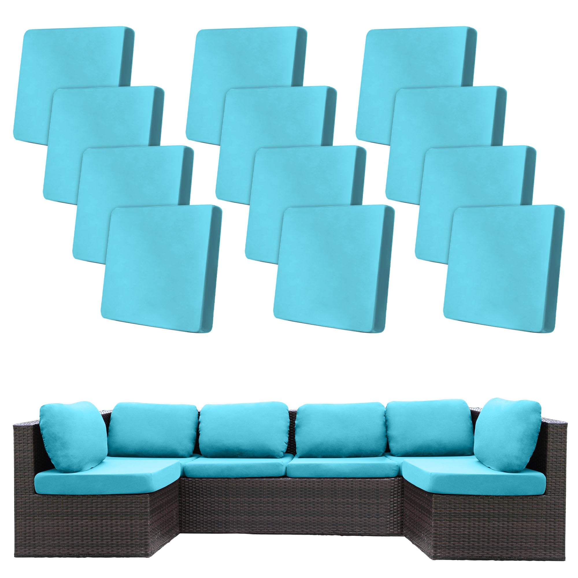 BIETYONE Patio Cushion Covers Outdoor Patio Cushion Covers,Super Elastic Outdoor Cushion Covers Replacement,Suitable for Outdoor Sofa Covers Patio Couch Cover Replacement (12Pcs, Sky Blue,Cover Only)-image-15