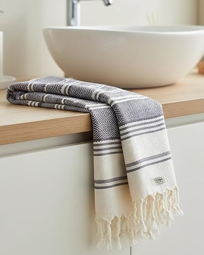 Miniatura 3 de DEMMEX Toallas de mano turcas orgánicas para baño, 100% algodón turco certificado Oeko-TEX, secado rápido, toallas ligeras de cocina y viaje, tejido