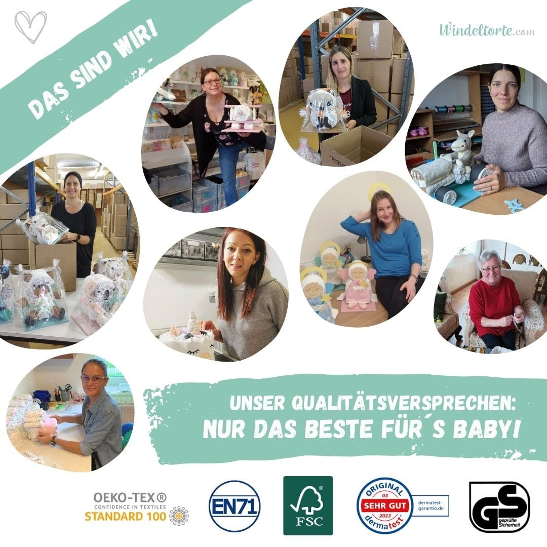 Kinderwagen mit Kuscheltier - Plüschtier - Geschenk zur Geburt - Babyparty - Baby - Babyshower - Pullerparty (Vintage/Jute/Boho)