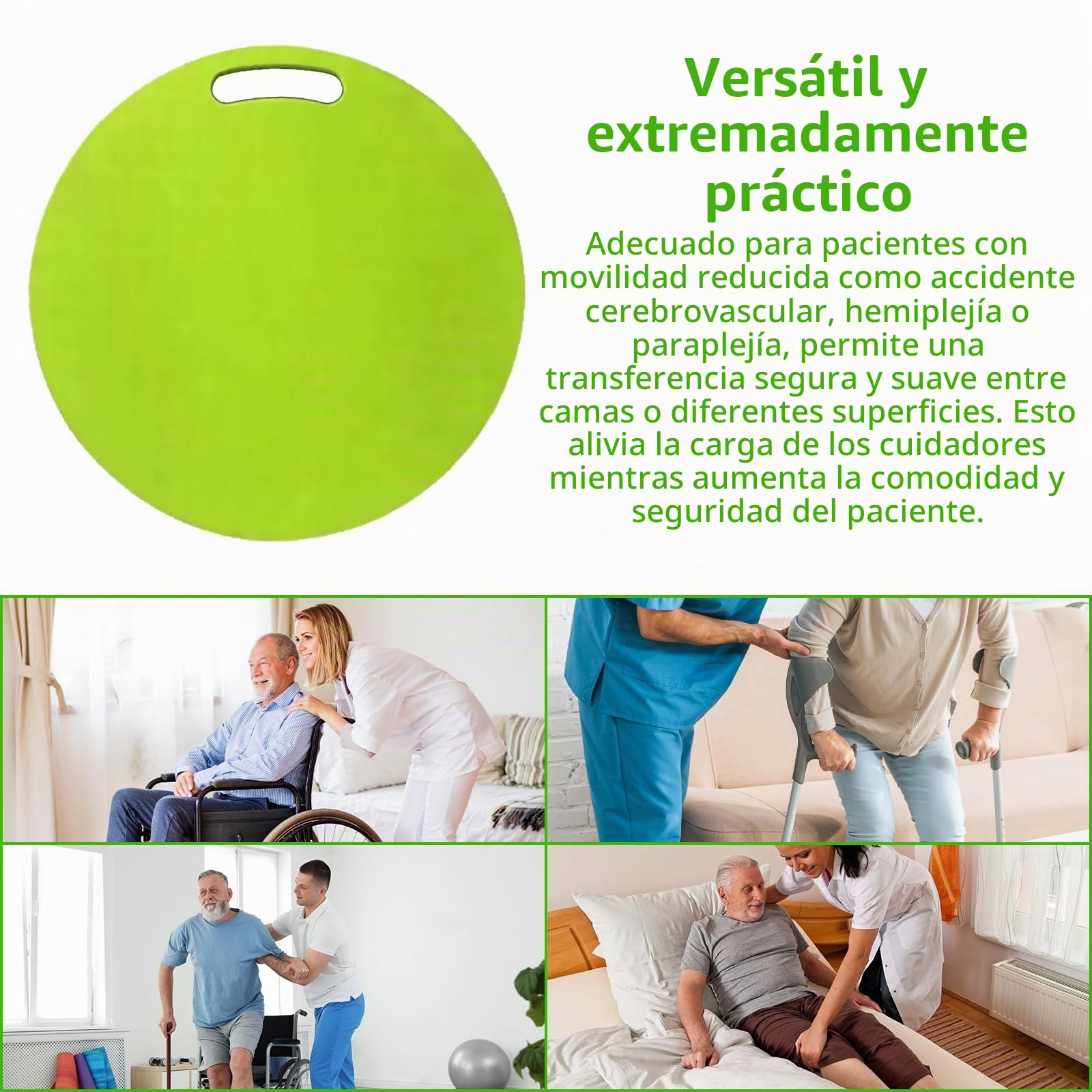 Tabla de Transferencia, Disco de Transferencia de 39 cm con Orificio para Ayuda de Movilidad Ayuda de Transferencias para Pacientes Mayores y Discapacitados con Capacidad de Carga de 150 kg