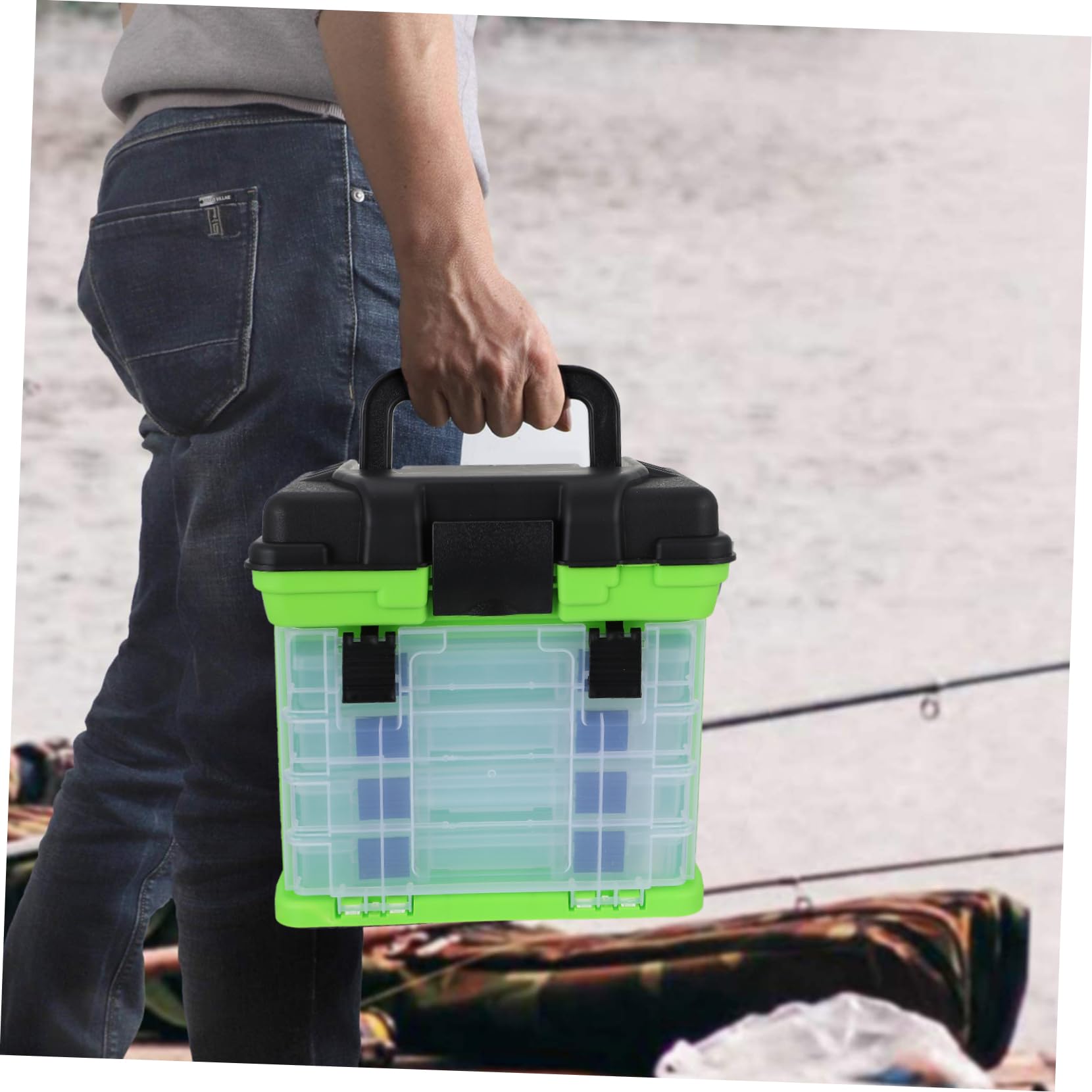 Boîte à Outils pour Matériel De Pêche Boîtes De Tacle De Pêche Porte-leurre De Pêche Boîtes De Leurres De Pêche Stockage D'articles De Pêche Plastique Vert