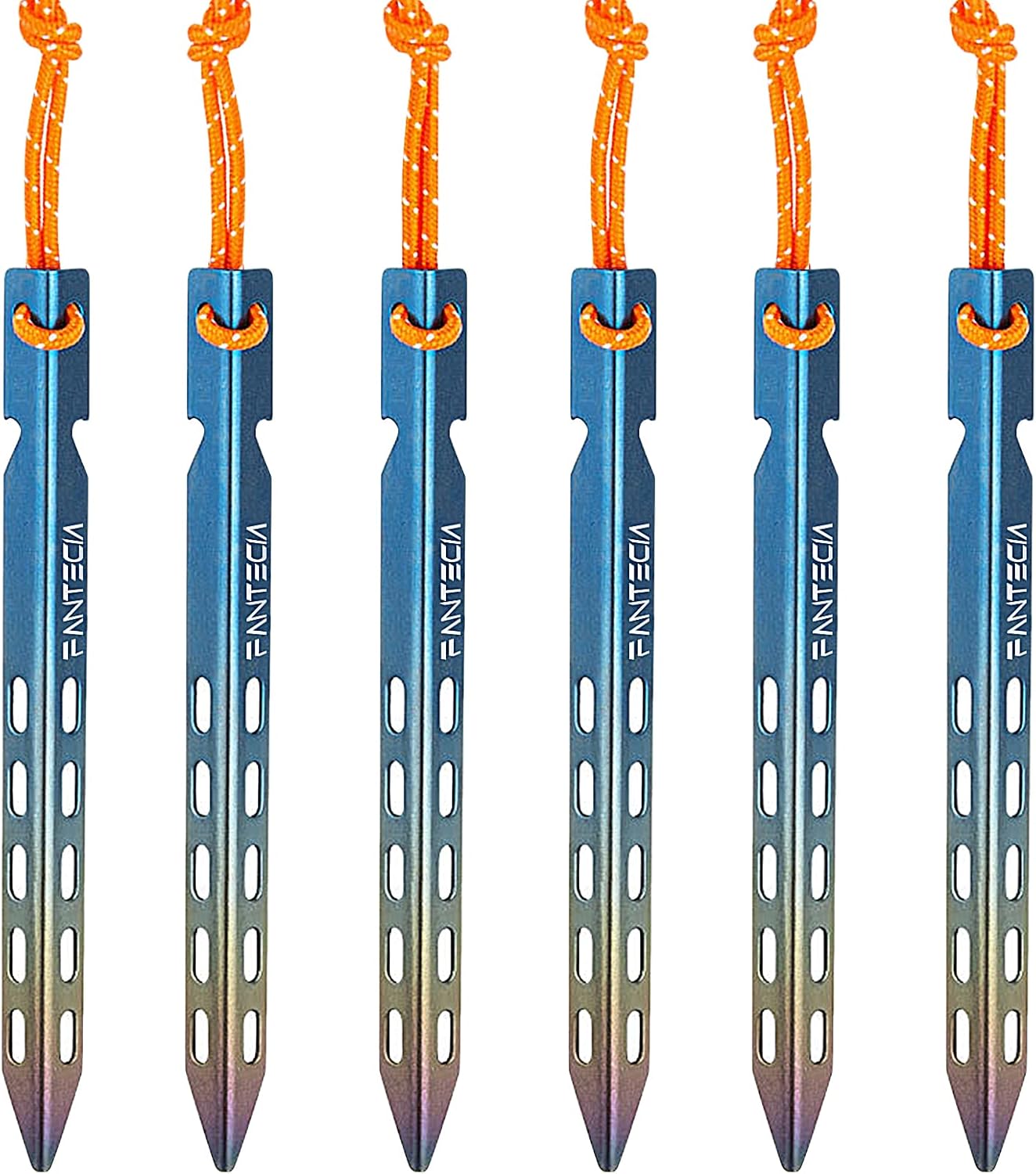 FANTECIA Tent Stakes Pegs, 6 Packs Titanium Lightweight