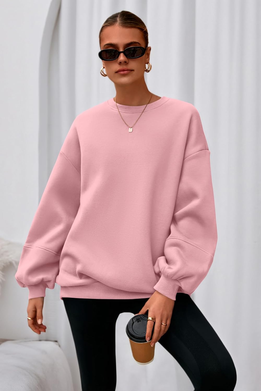 PRETTYGARDEN Oversized Sweatshirt for Women Spring Long Sleeve Crewneck Fleece Loose Casual Pullover Tops Fashion Clothing