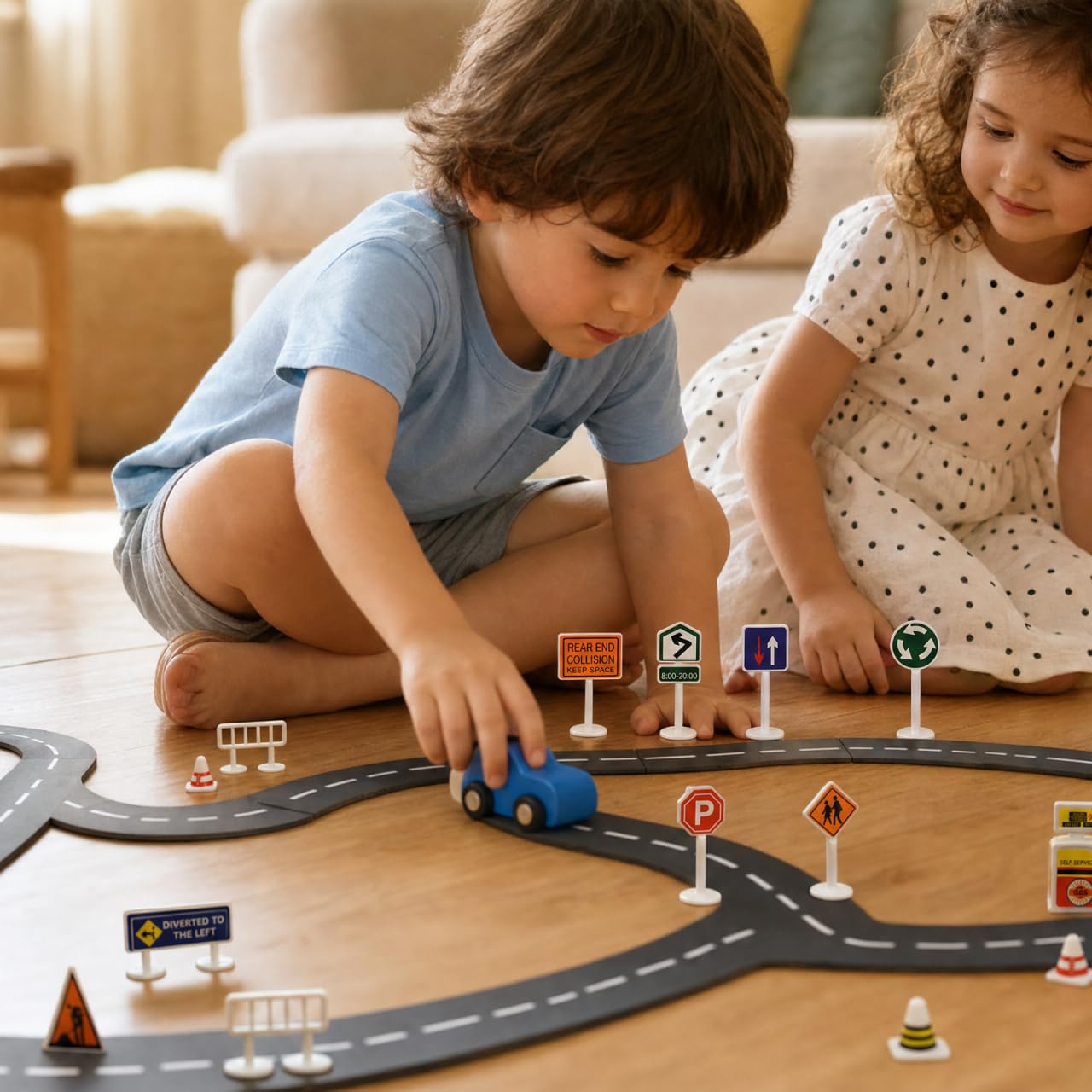 56 Pièces Jouets De Barricade Jouet Cognitif Panneaux De Jouets De Circulation Apprentissage du Trafic Construction Trafic Miniature Enfant Table De Sable Plastique Électrique