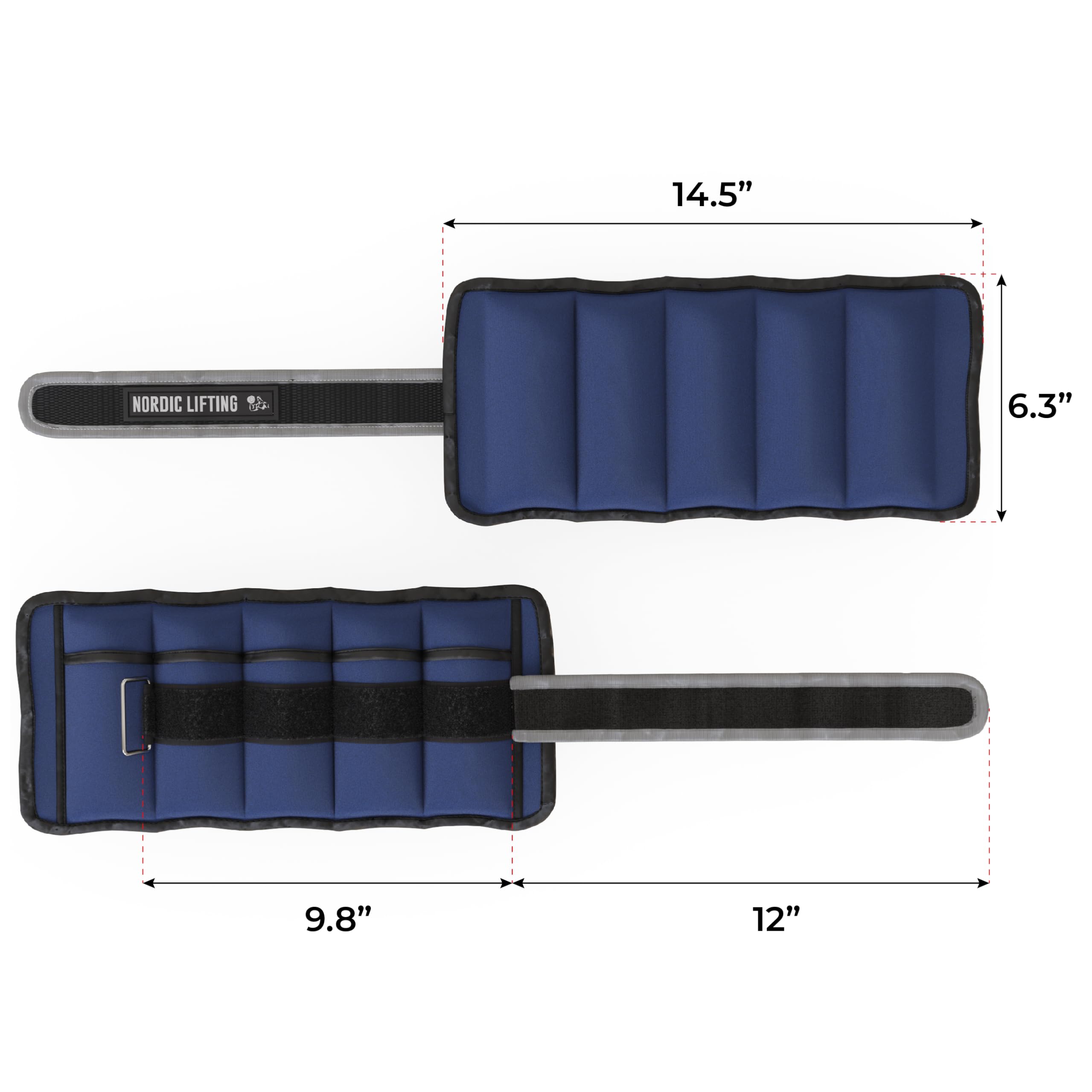Nordic Lifting Sangle de cheville réglable – 1 paire de poignets lestés de 1 à 2,3 kg pour la marche, le fitness et l'entraînement