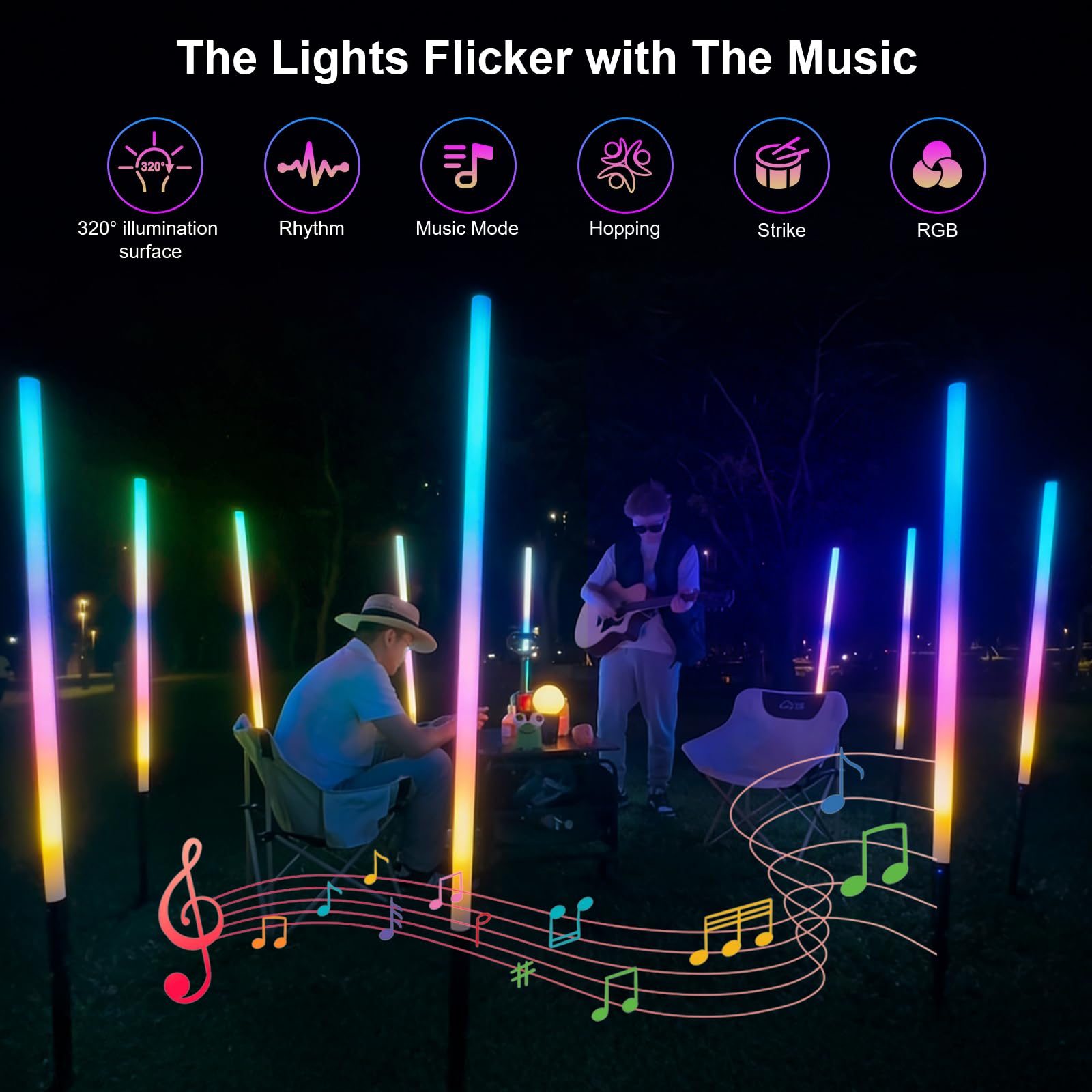 LUXCEO 2 Stück 120cm LED Videolicht Mood1Pro mit Stativ,2,4-G Fernbedienung,LED Handheld Fotografie Lichtdimmbar und Musikmodus,5000mAh Akku,RGB-Fotolampe für YouTube,TikTok,Partybar,Foto-Beleuchtung