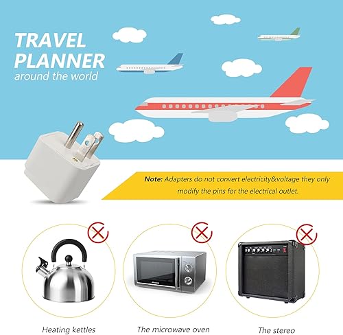 Miniatura 4 de Paquete de 4 adaptadores universales, adaptadores de viaje de enchufe de Europa a EE. UU. (blanco)