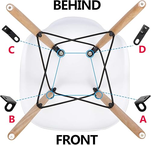 Miniatura 7 de ZENY Juego de 4 sillas de comedor de estilo moderno silla de plástico Shell Lounge para cocina comedor dormitorio sala de estar sillas laterales