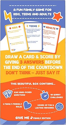 Miniatura 2 de GIVE ME 3 Family Edition - Juegos de fiesta familiar de ritmo rápido e hilarante  Más de 2 jugadores  Juegos de regla de 10 segundos para niños,