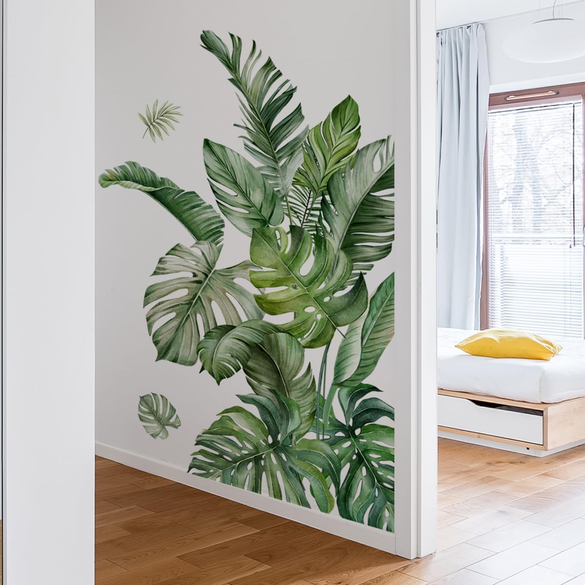 WandSticker4U®- Stickers muraux PLANTES vertes MONSTERA (75x93 cm) I Autocollant mura salon feuilles tropicales palmiers jungle I Déco murale chambre adulte cuisine salle de bain meubles grand