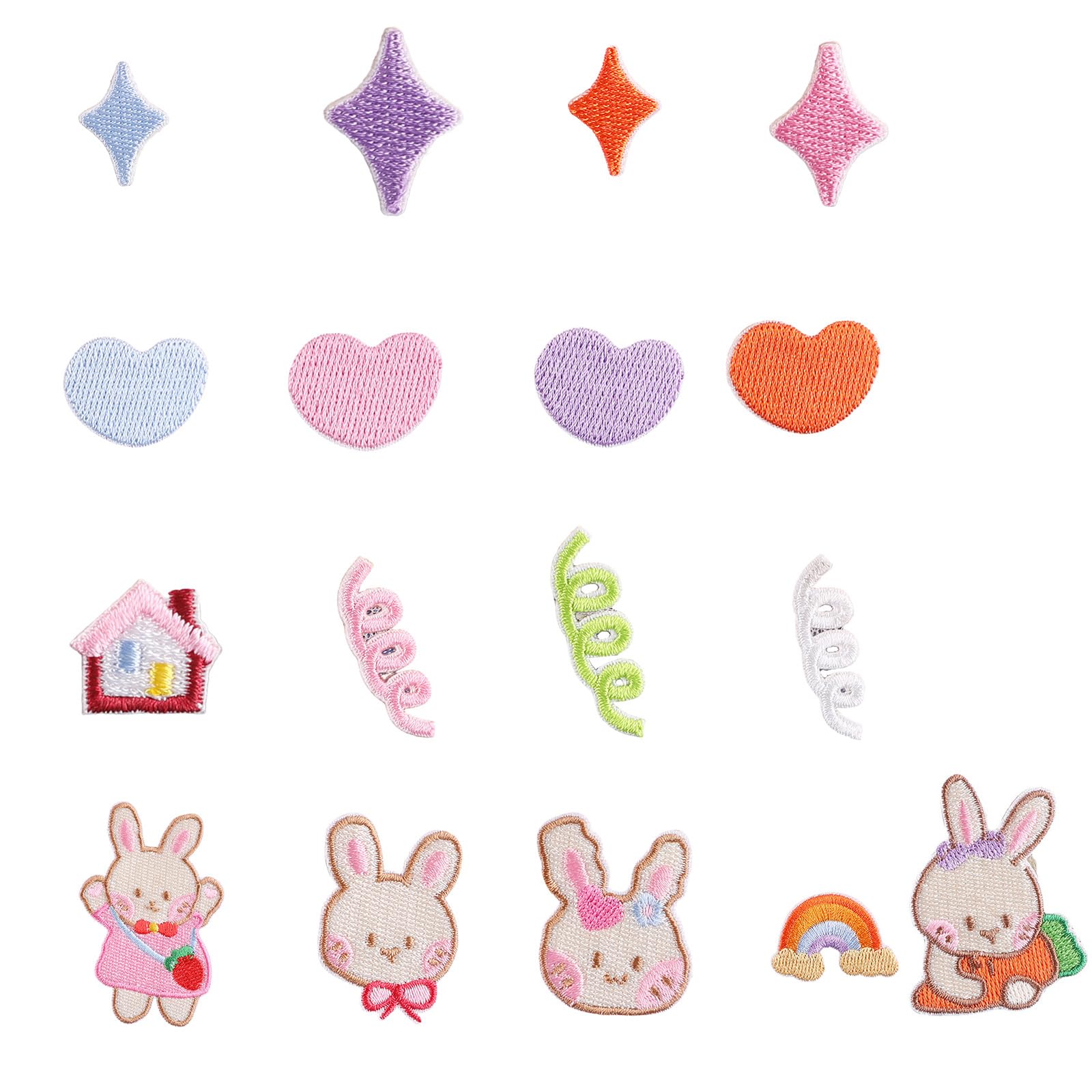 Tsophreniq 17 Pcs Heart Sew On/Iron on Patches Rabbits Embroidered Patches Repair Sewing for Backpacks Decoration