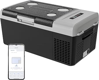 EKOJUCE Portable 12V Refrigerator, 17 Quart Compressor Electric Cooler, 12V Fridge -4F-68F, Portable Freezer for Camping, RV, Outdoor