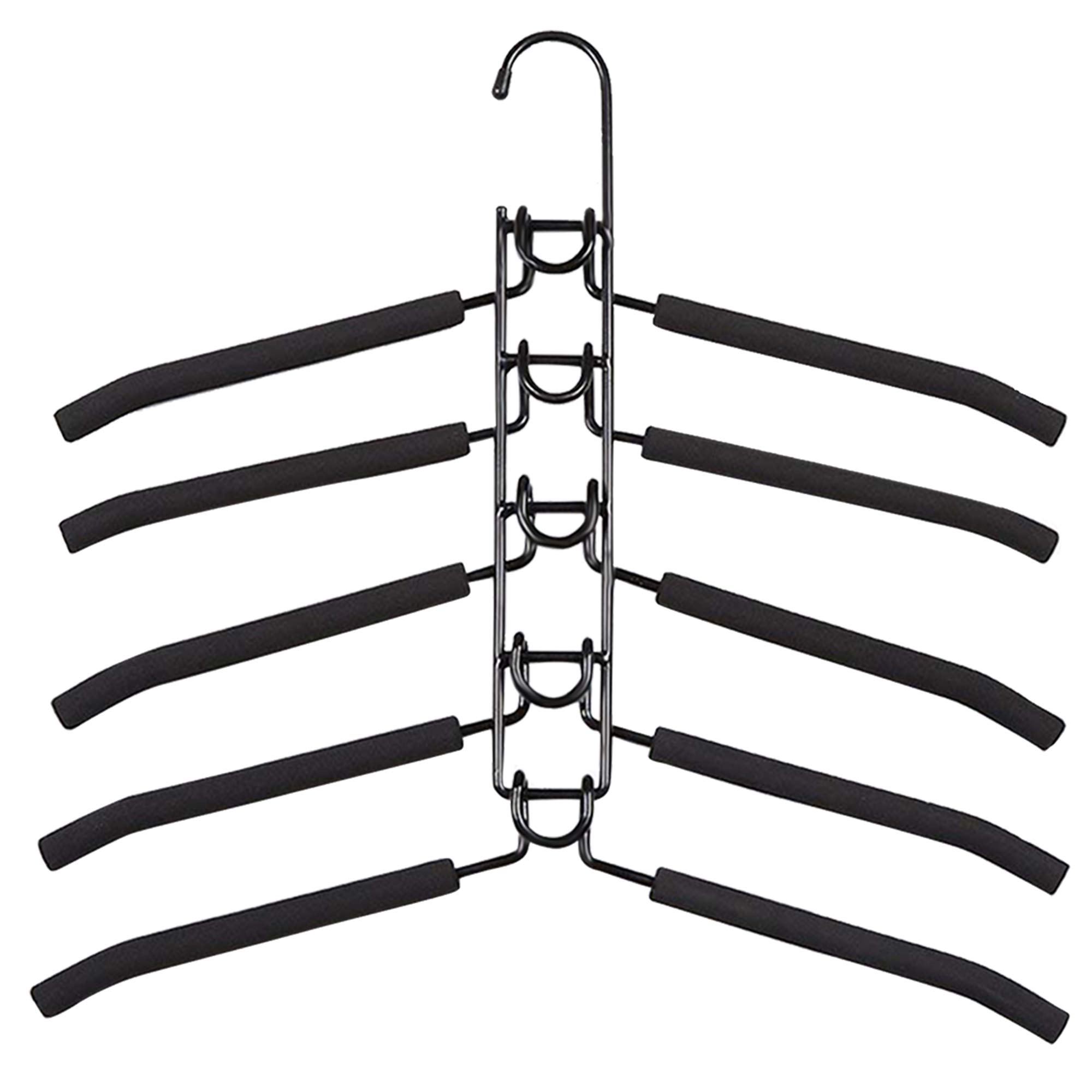 MejaTec 5-in-1 Anti-Slip Clothes Hanger - Space Saving Closet Organizer, 4 Pack Black - For Shirts, Blouses, Pants - View #10