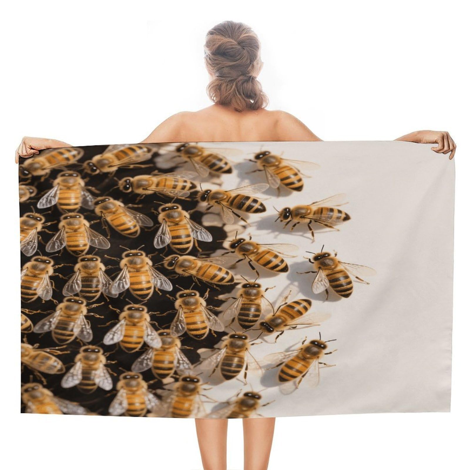 VstaDank Bees Beach Towel 51x31 Inch Oversized Soft Bath Towel Luxury Plush Thick Hotel Swim Pool Towels Super Quick Dry Travel Towels for Camping Gym Sports Yoga