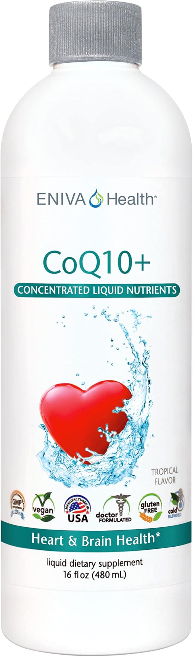 Eniva Health Liquid CoQ10 100mg (16oz) Plus LCarnitine