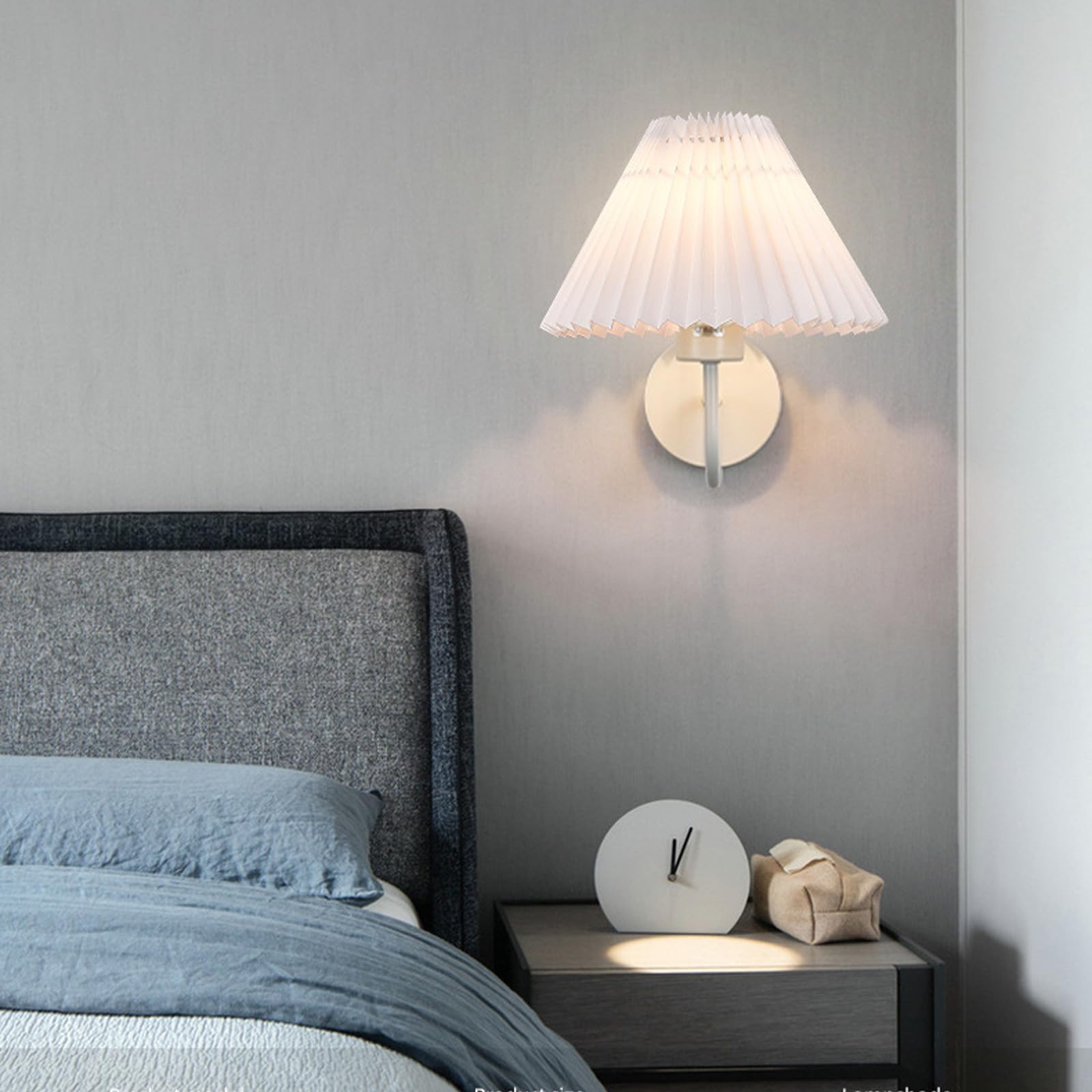 KBUUKYYXouy E27 Wall Light Vintage Indoor Wall Lamp Creatively Decorative Wall Sconce with White Fabric Lampshade Wall Modern Nordic Iron for Bedroom Living Room Hallway(White)
