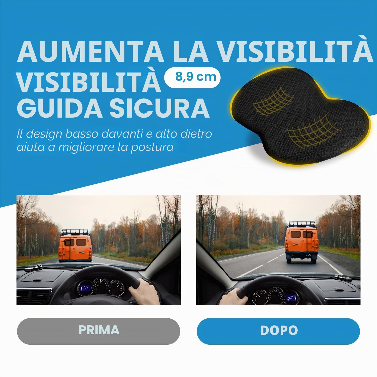 kingphenix Cuscino cuneo per sedile auto: cuscino in memory foam per sedile auto, per alleviare la sciatica e il mal di schiena, migliora il comfort di guida, nero