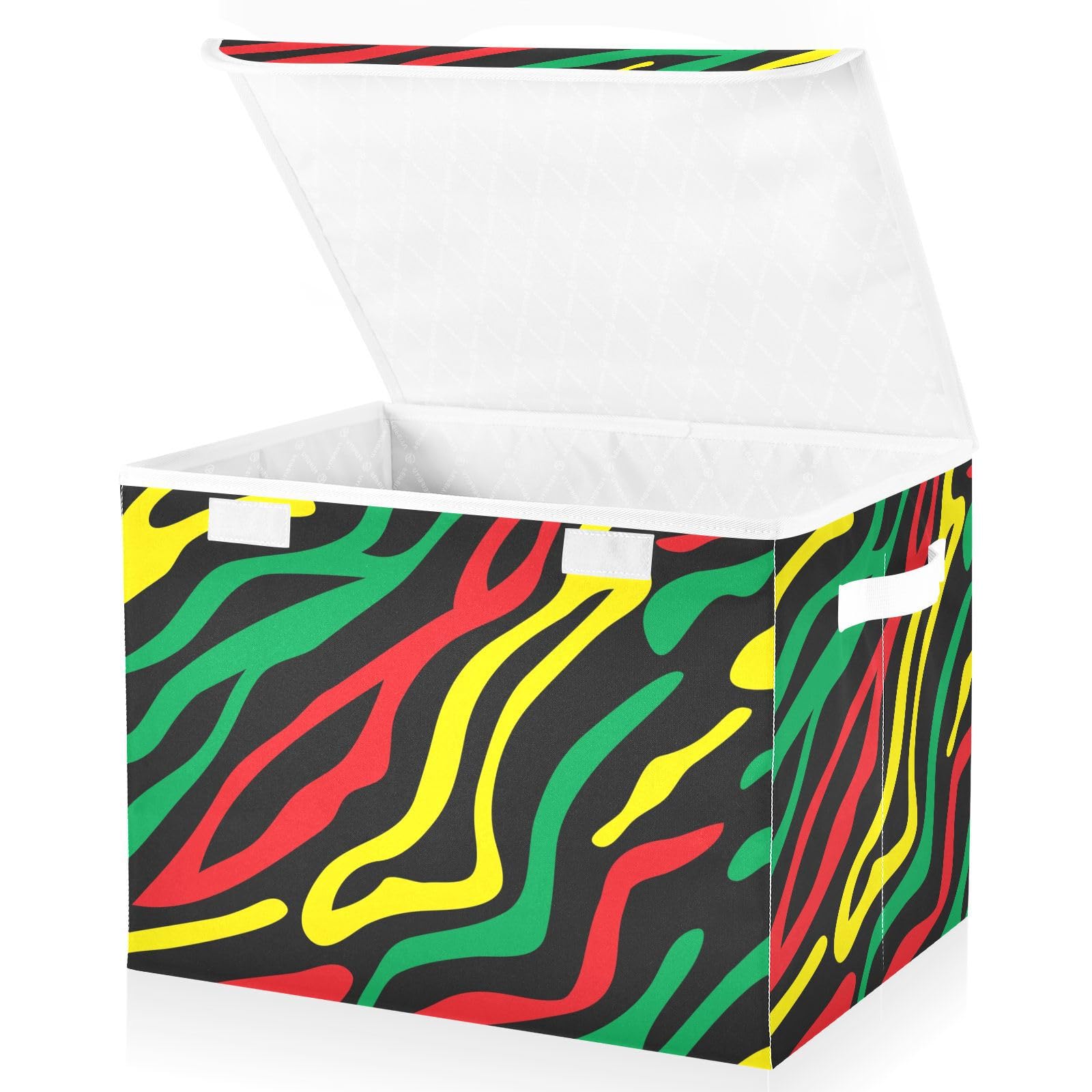 Storage Boxes Foldable Storage Bins Striped Zebra Cube Organizer Basket with Flip-Top Lid & Handles for Clothes Organizers and Storage, Toy Storage Organizer, Closet Storage Baskets