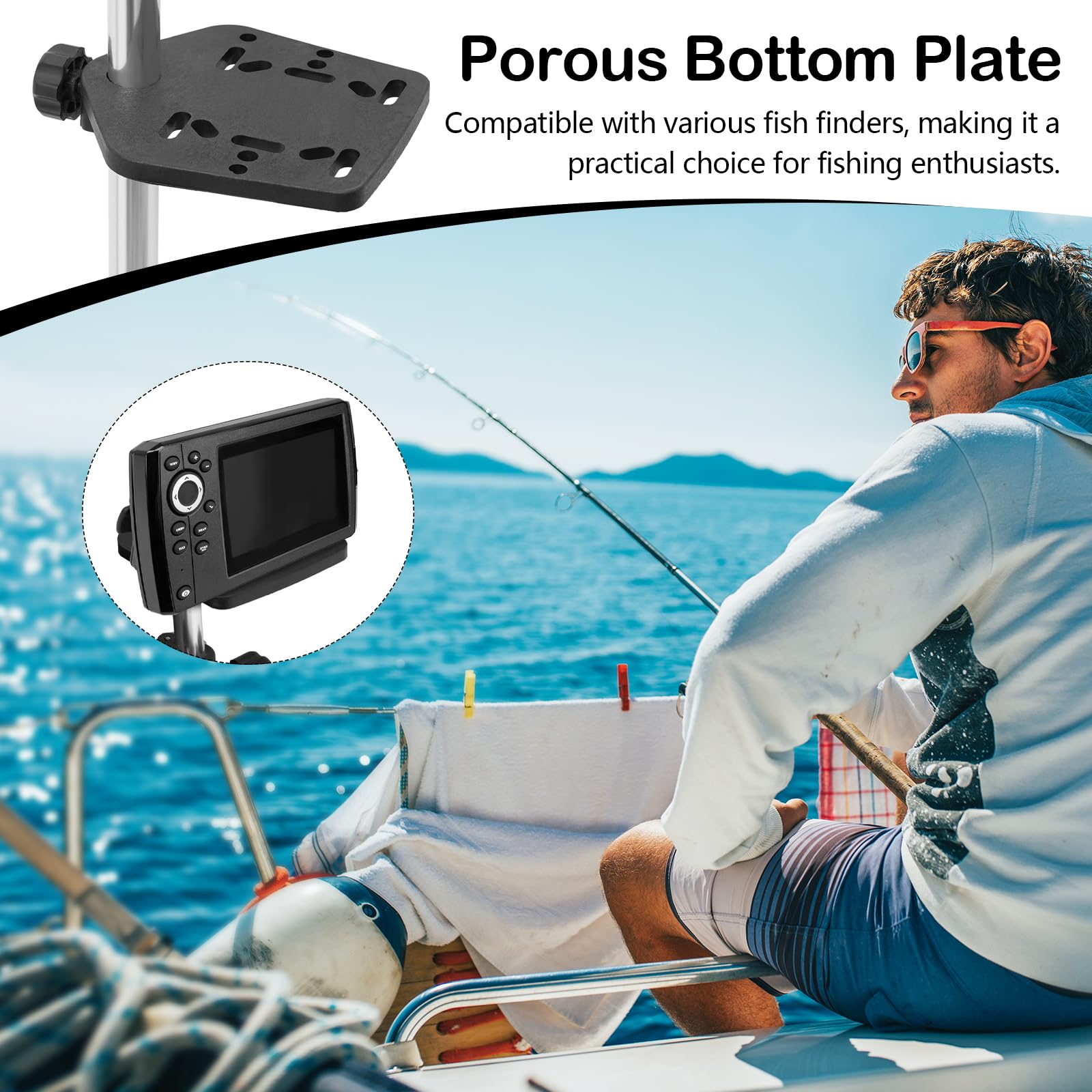 Soporte para Sonda De Pesca Giratorio 360° Aleación De Aluminio Abrazadera Ajustable Universal 80cm