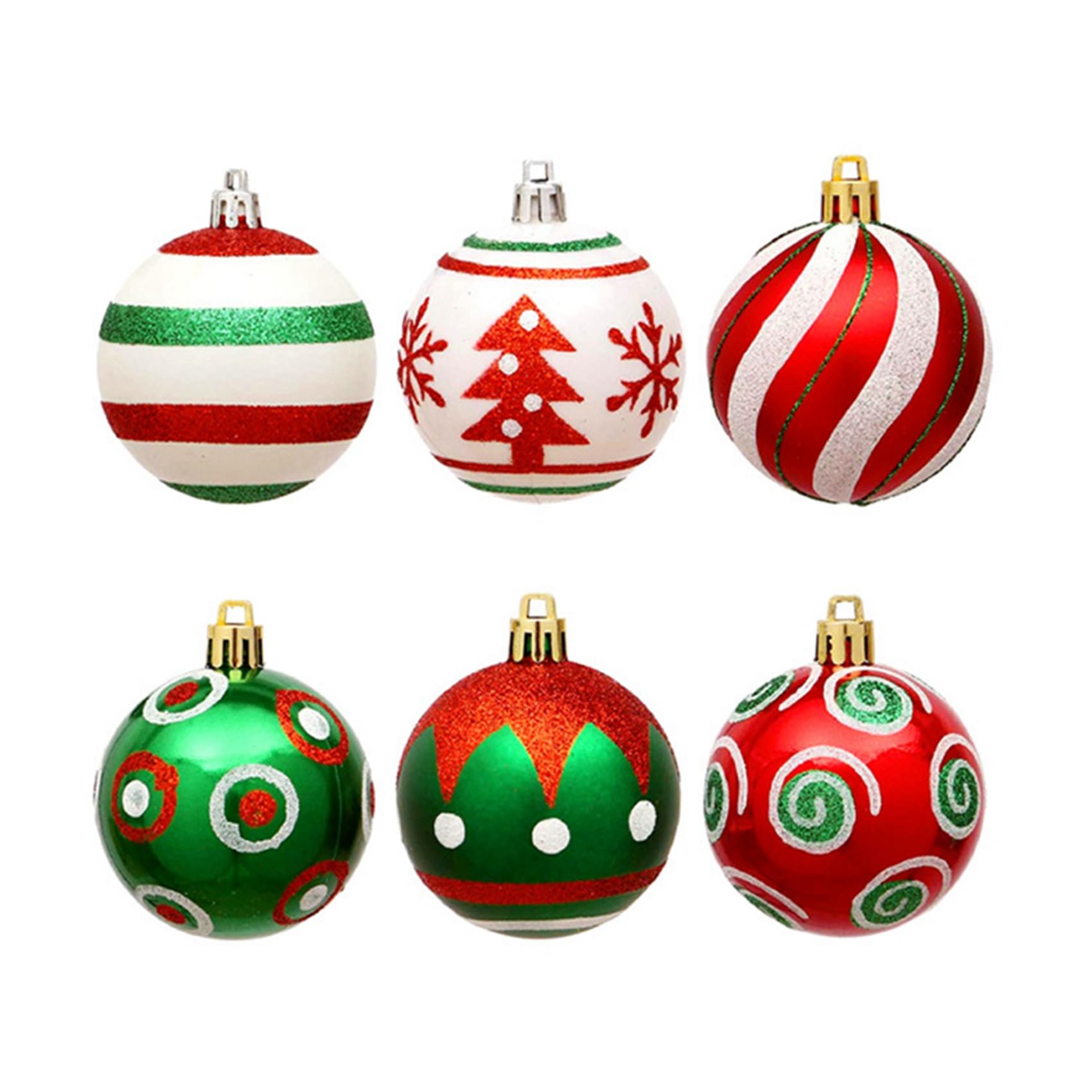 90 sztuk ozdób choinkowych, czerwone, zielone i wiszące bożonarodzeniowe, dekoracja, 6 cm, na choinkę