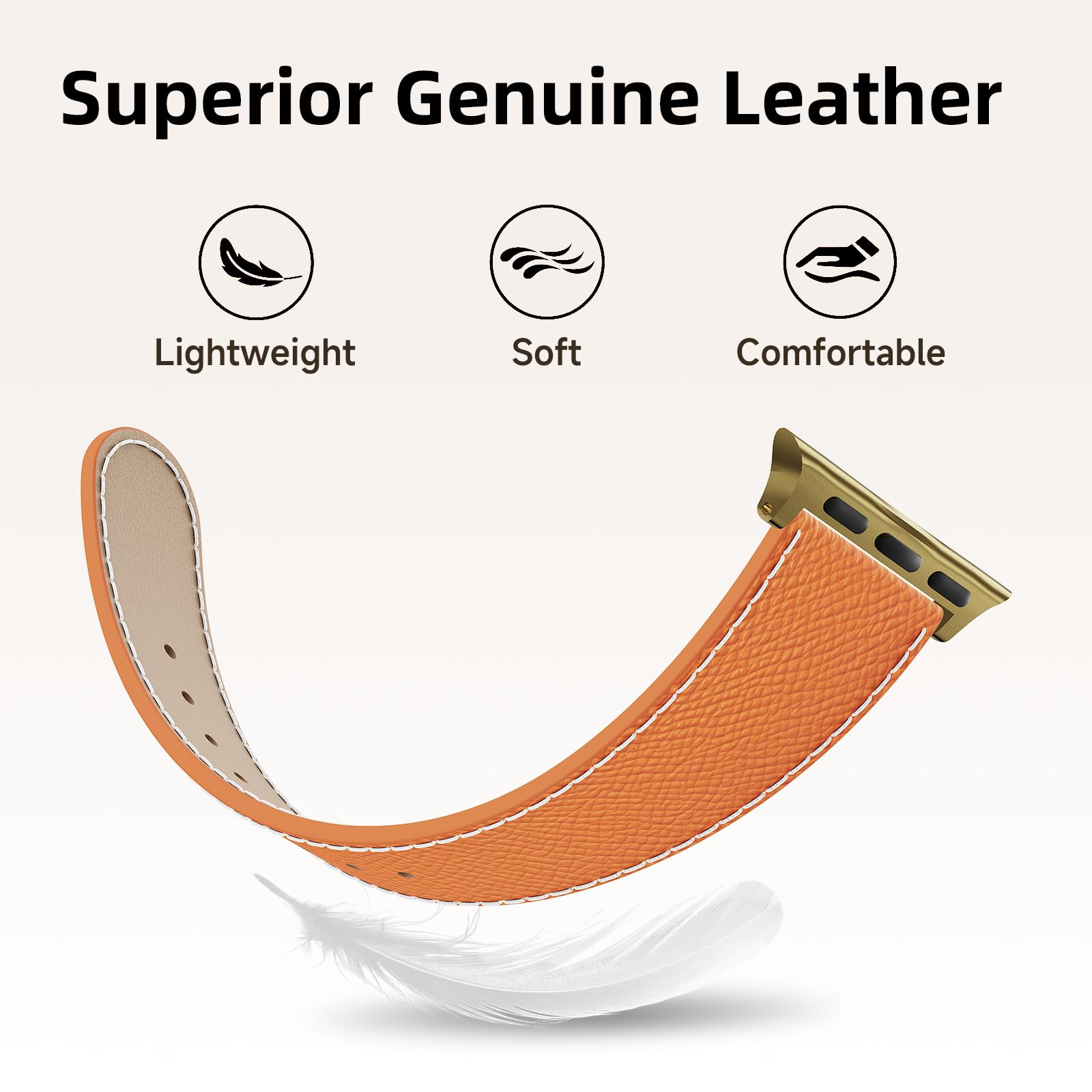 Bracelet en cuir compatible avec Apple Watch, boucle emblématique en forme