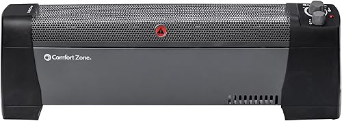 Miniatura 10 de Comfort Zone Calentador de zócalo de convección de 1500 W con termostato integrado, protección contra sobrecalentamiento y vuelco, extremos a prueba