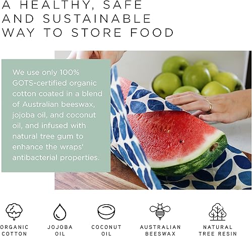 Miniatura 4 de Honeybee - Envolturas de cera de abejas  Paquete de inicio de cocina  Envoltura de cera de abeja de algodón orgánico certificado  Envoltura de