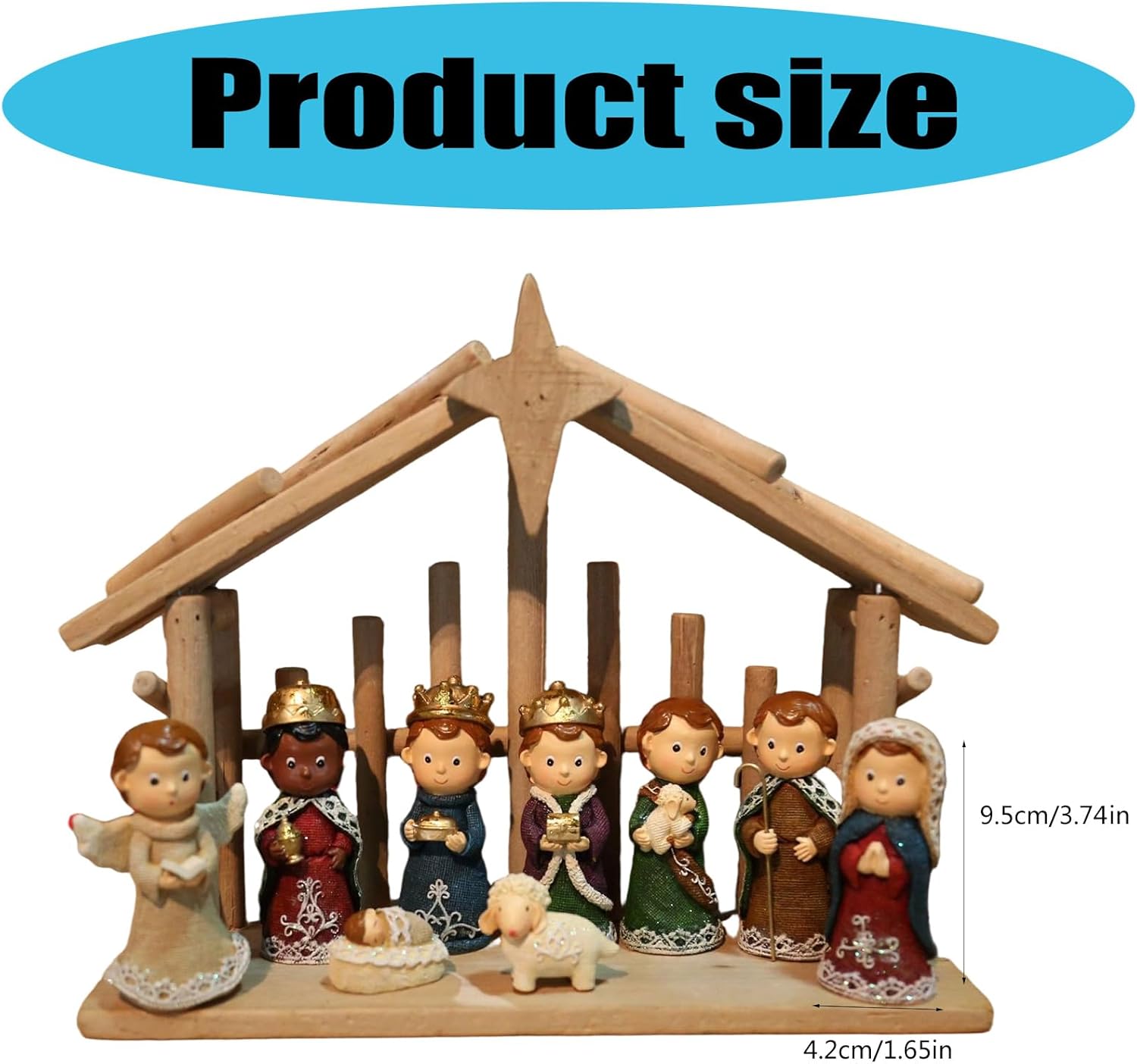 Nativity Set "Holy Family" Made of Resin with Stable and Donkey Christmas Table Decoration for Interior Decoration (115 Characters) Christmas Nativity Sculptures