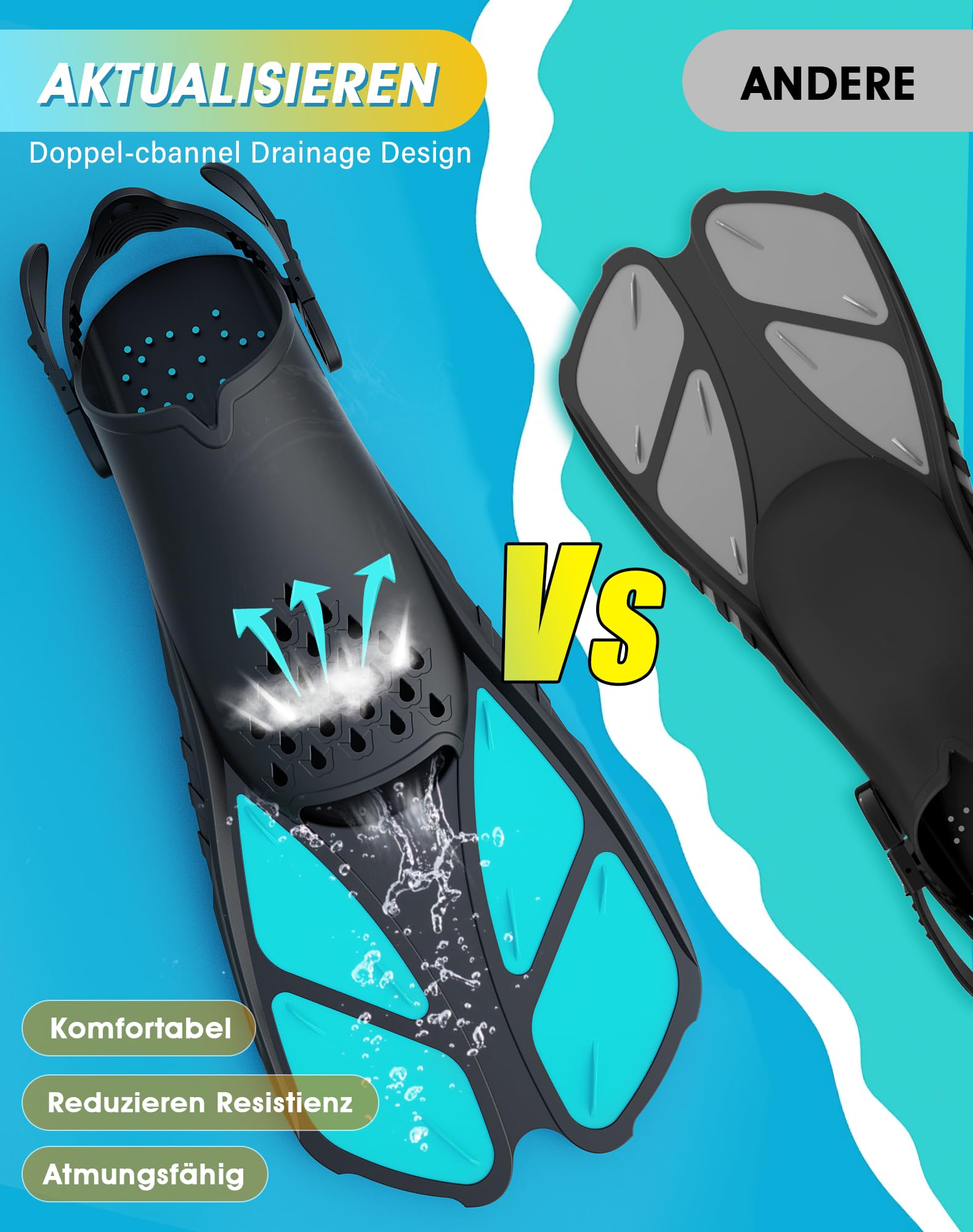 Schnorchelflossen, Flossen Verstellbar Erwachsene Reisegröße Schwimmflossen Unisex Taucherflossen für Erwachsene Männer Frauen Kinder Offene Ferse Trainingsflossen mit Netztasche