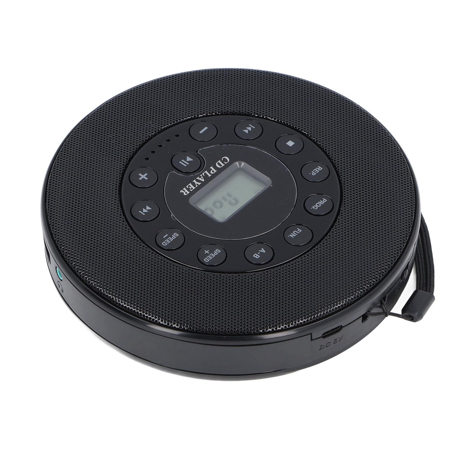 Alomejor Lettore CD Bluetooth Portatile con Altoparlante Integrato Leggero Anti-salto per Auto e Avventure All'aria Aperta, Batteria da 2000 MAh, 1 unità (BLACK)