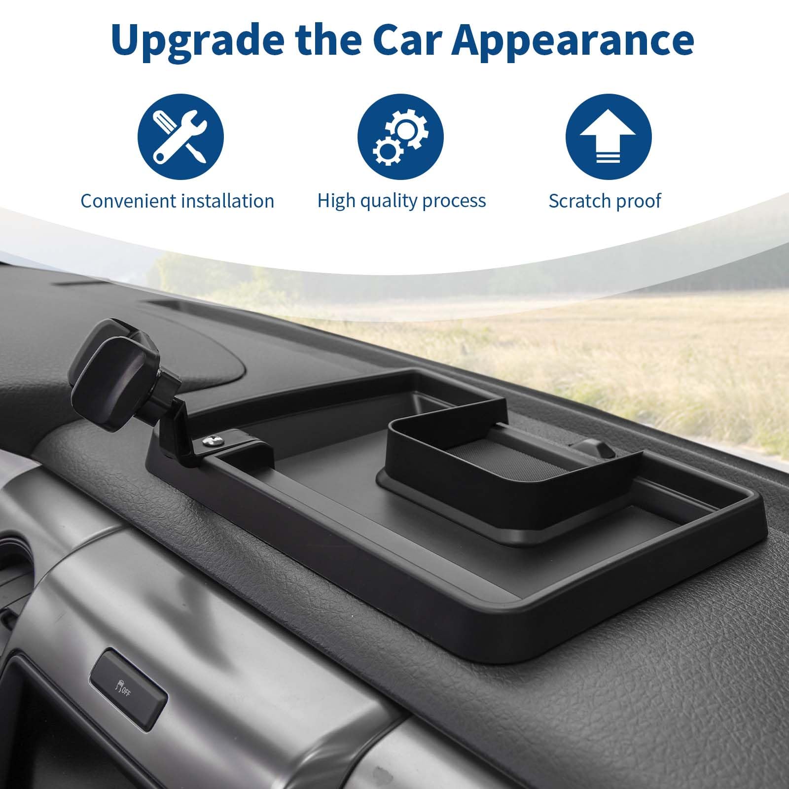 CheroCar Supporto Telefono Con Cassetto Portaoggetti Per Ford F-150 2009-2014 - Cruscotto, ABS Nero
