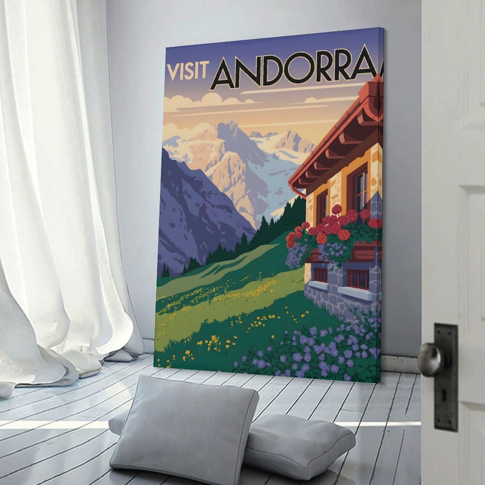 Junmoney Visit Andorra Travel (2) Home Decor Wall Art, 16x24inch(40x60cm), for Calm Bedrooms, Home Corners Or Flats, Canvas Wall Decor for Personal Spaces
