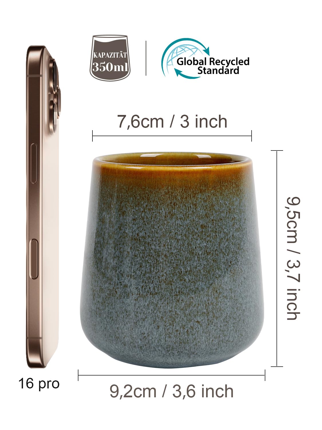 Szklanka na szczoteczkę do zębów z ceramiki 350 ml, zielona szczoteczka do zębów w naturalnym stylu kamienia, okrągły kubek łazienkowy i do płukania jamy ustnej, stojak na szczoteczkę i