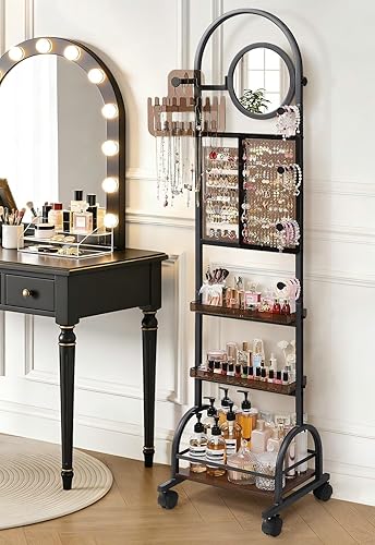 Mirror Jewelry Cabinet Standing, Jewelry Organizer and Storage with Jewelry