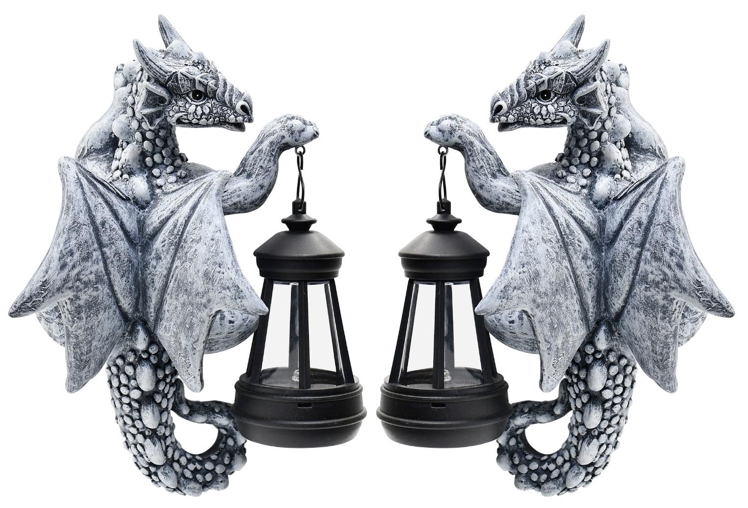 Goodeco Dragon Tree Hugger Statue with Solar Lantern - Set of 2