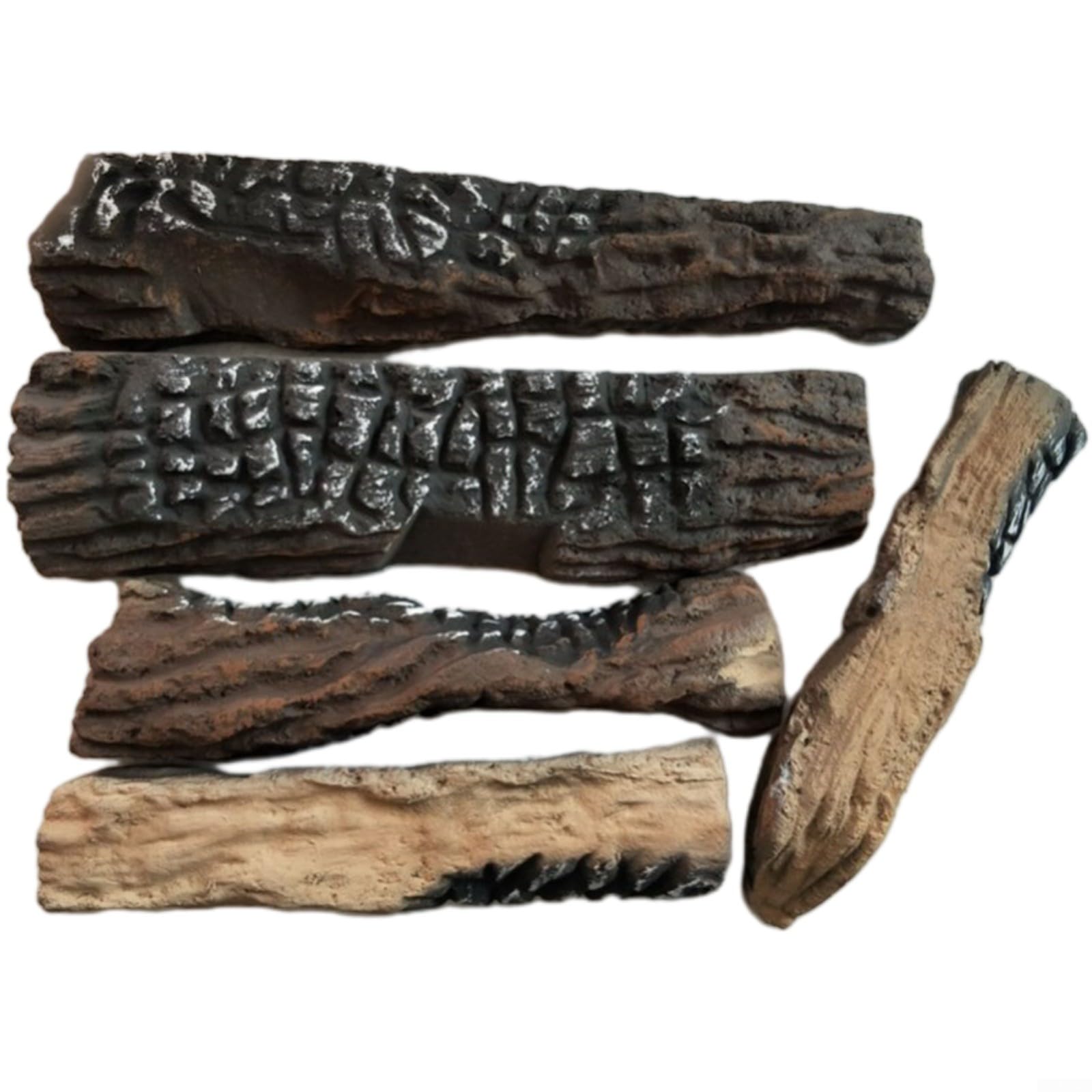 5 tronchi artificiali per camino, resistenti al calore, per caminetti a bioetanolo o a gas, set di legno decorativo in ossido di magnesio realistico