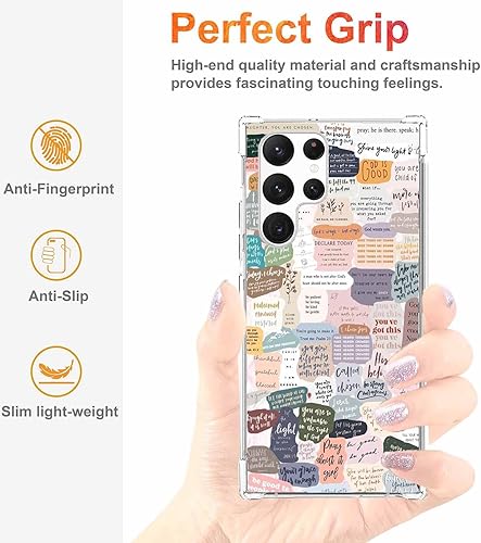 Miniatura 2 de Funda con versículos bíblicos para Samsung Galaxy S22 Ultra, collage de citas de Jesús cristiano, funda protectora de TPU suave de moda compatible