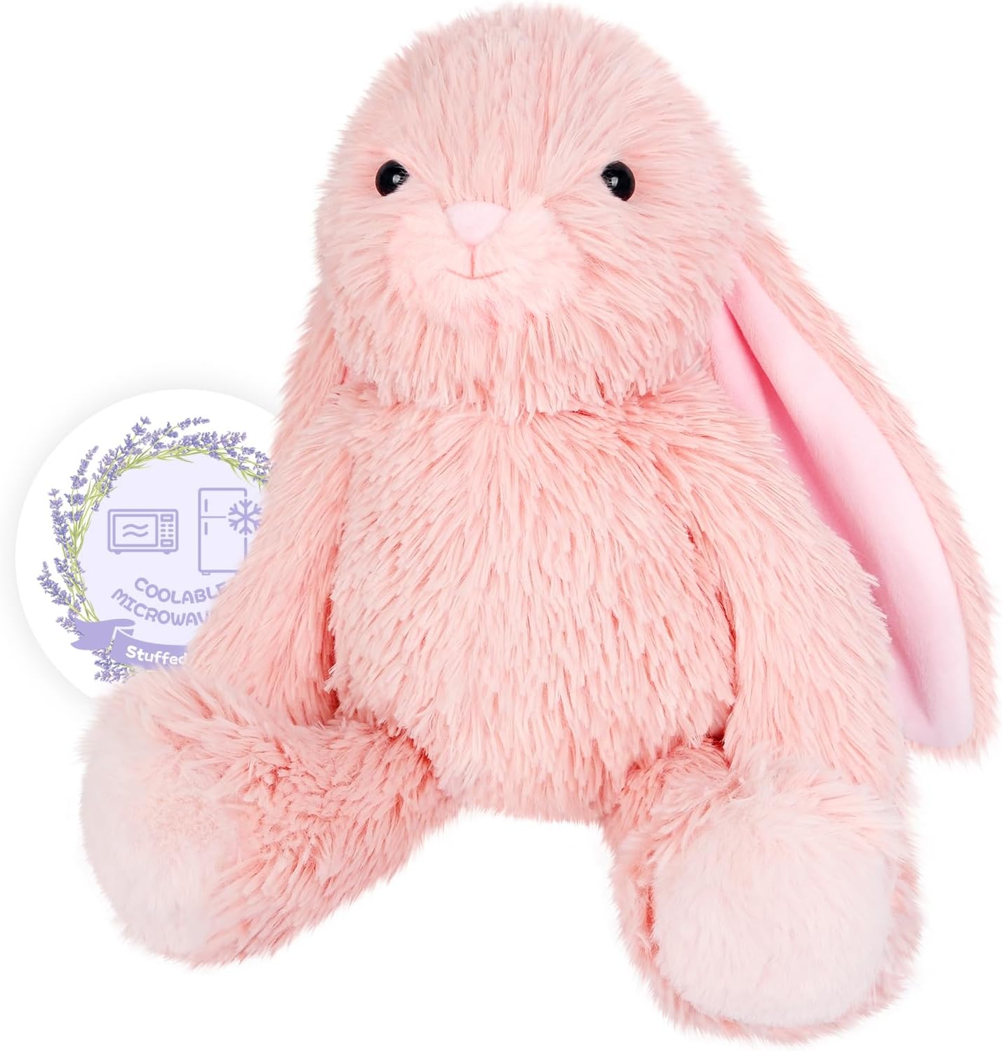 SuzziPals Heatable & Coolable Pink Bunny Stuffed Animal Heating Pad for Soothing & Relaxation, Lavender Pink Bunny Plush for Discomfort, Rabbit Stuffed Animals for Kids, Easter Bunny Plushies Gift