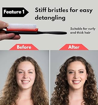 MDSTYLE コンパクトサイズ　ヘアブラシ 9列ピン ダークブラウン Amazon | MDSTYLE カーリー、太い、ウェーブ、コイリーヘア用