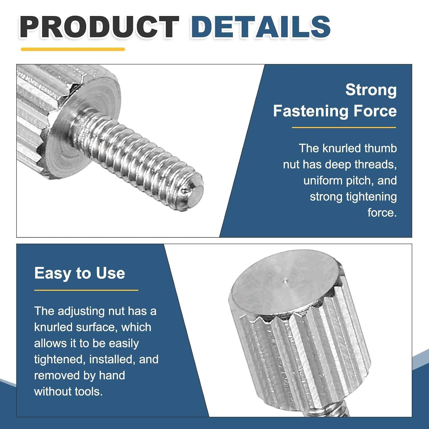 MECCANIXITY 10 Pcs M2 x 8mm Knurled Thumb Screws, 304 Stainless Steel Flat Head Knurled Fully Threaded Thumbscrew Bolts Fasteners for Home, Electronic, Machine