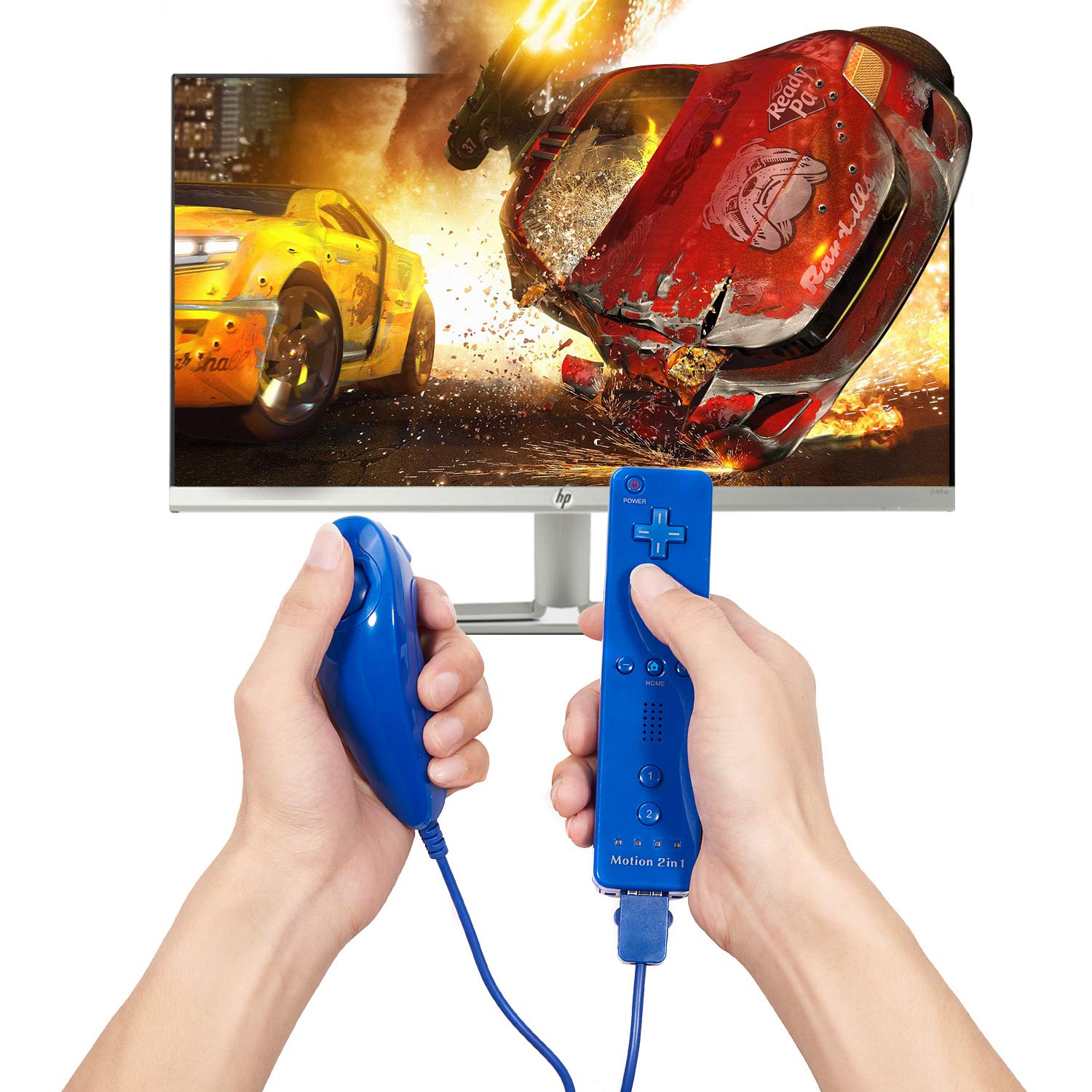 iNNEXT 2 Pack Wii Nunchuck Controller Replacement for Wii Remote (Blue)