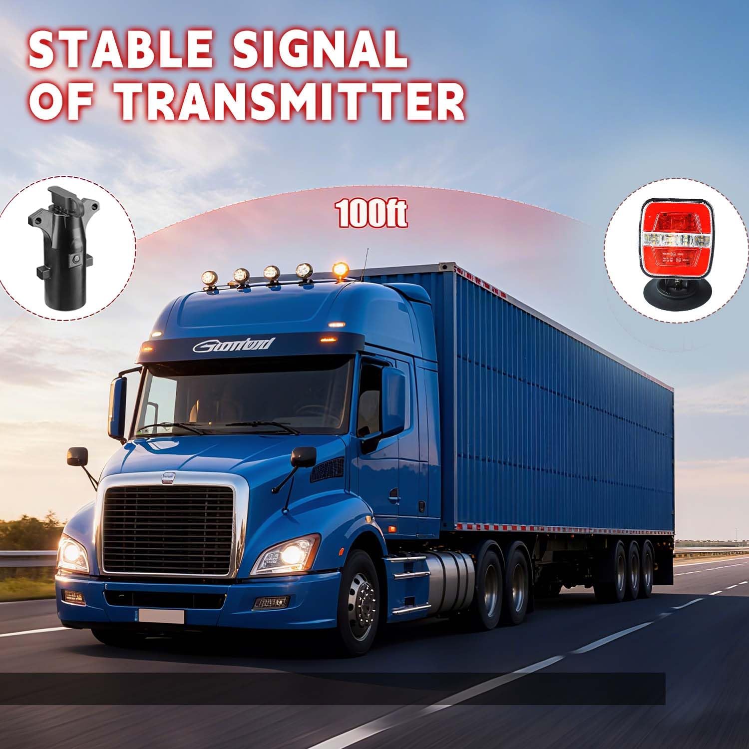 DEJ Wireless Trailer Lights Magnetic 2 Pack, Rechargeable Wireless Tail Lights With Turn Signal Brake Running Stop, Waterproof Bluetooth Tailer Lights Kit For Rv, Boat Caravan, Trailer, Towing Truck